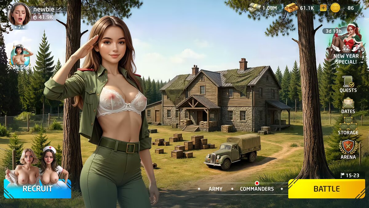 Menú principal del juego porno Lust Frontiers