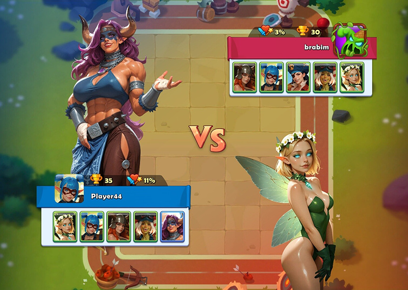 Combate PvP con héroes fusionados